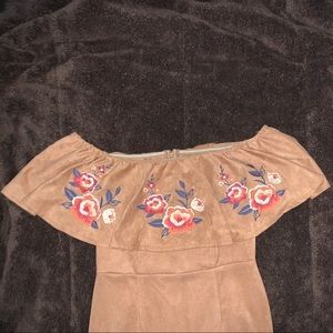 Flying Tomato Camel Off the Shoulder Dress